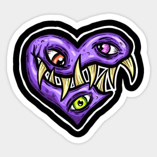Zombie Heart Teethy Smile Purple Valentines Day Sticker